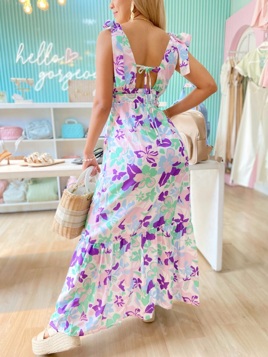 Vestido Largo Xiana Estampado Flores - Imagen 2