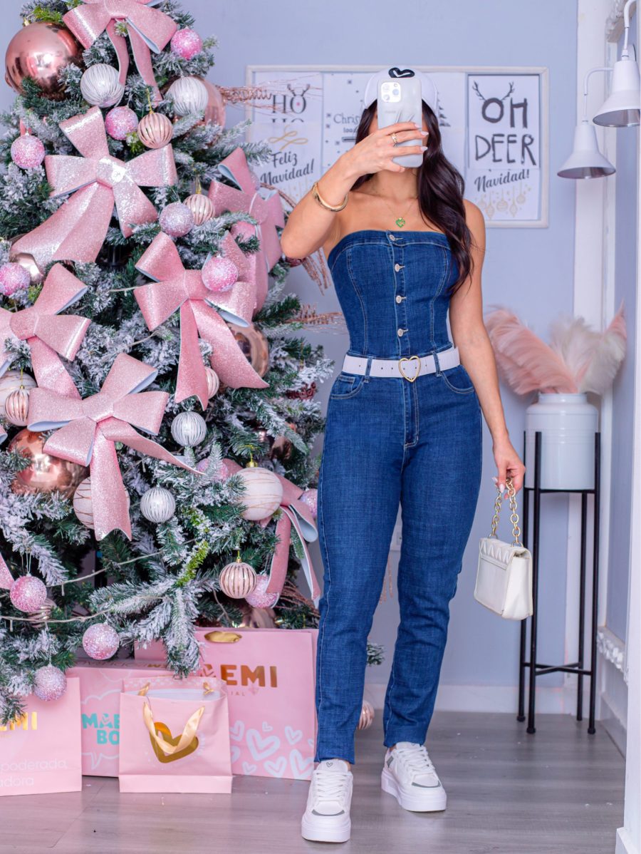 Enterizo Denim Angela Oscuro - Imagen 4