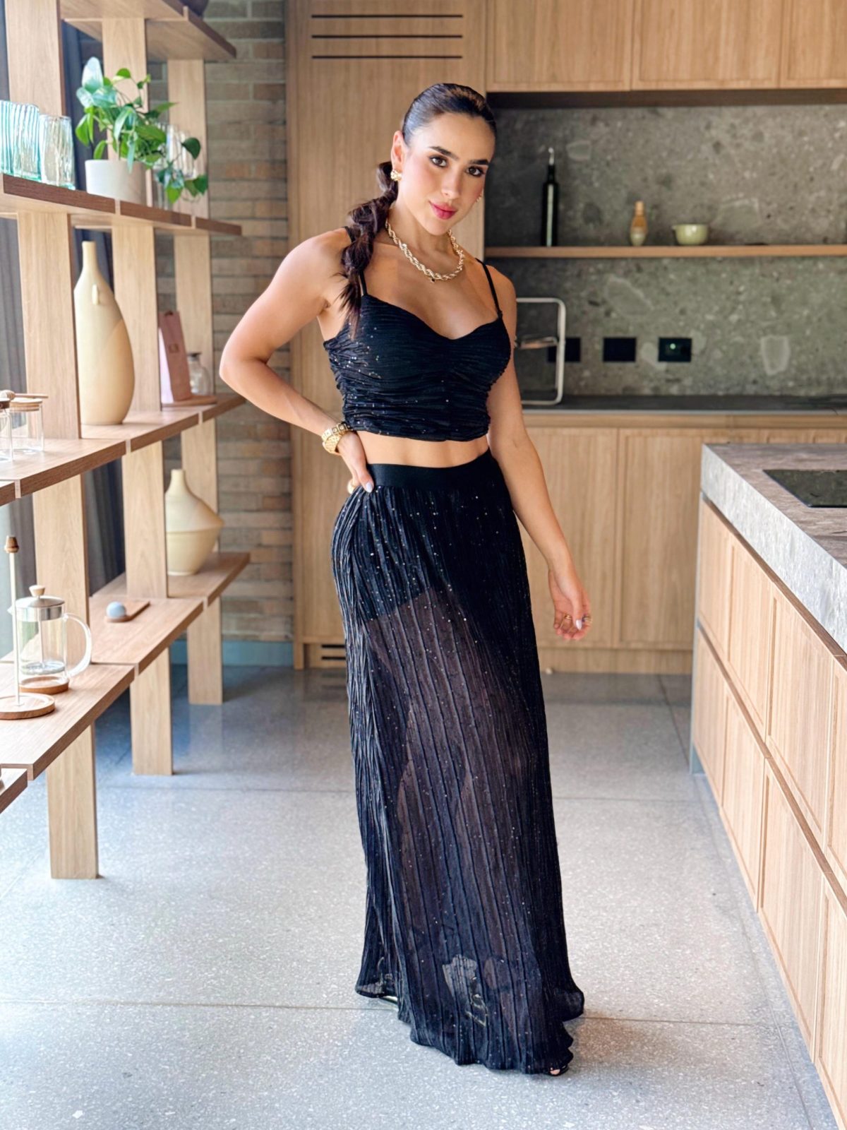Set Falda Alina Brillante Negro